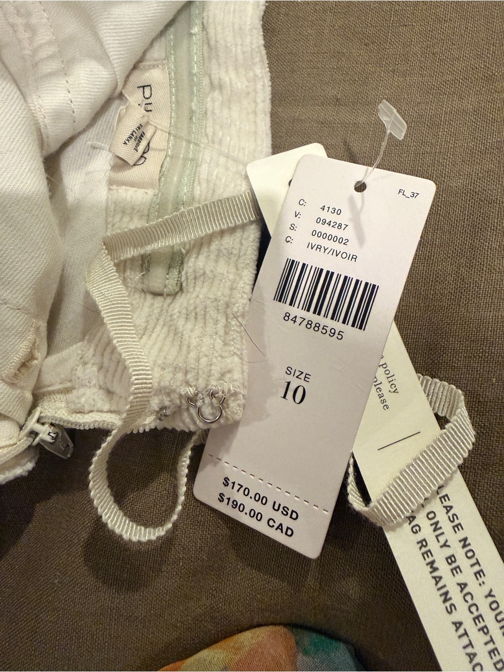Pilcro Strapless White cordoroy Midi Dress - Picture 4 of 4